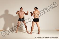 Underwear Fighting Man - Man White Moving poses Muscular Short Brown Dynamic poses Academic